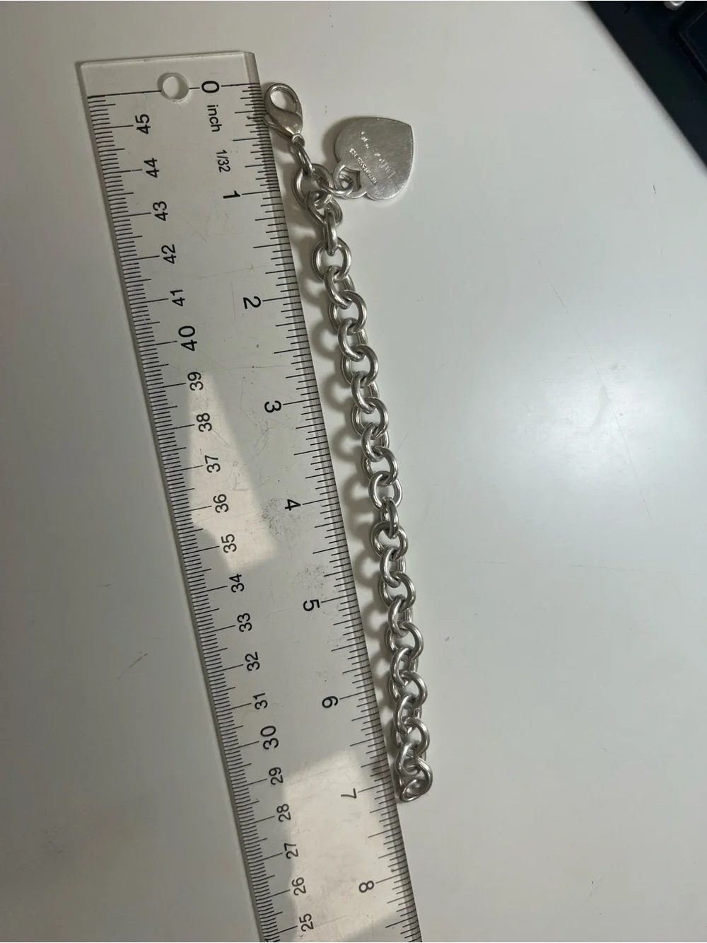 Tiffany & Co. Silver Heart Tag Charm Bracelet - Classic Sterling Link